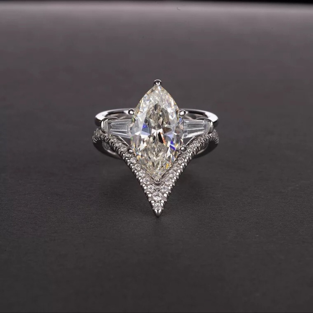 white gold over sterling silver Simulated diamond Ring